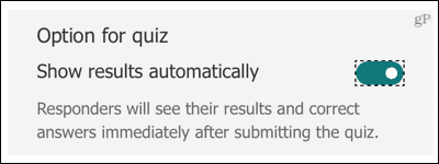 Microsoft Forms Quiz, pokaż wyniki automatycznie