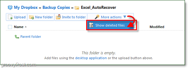 pokaż usunięte pliki w Dropbox