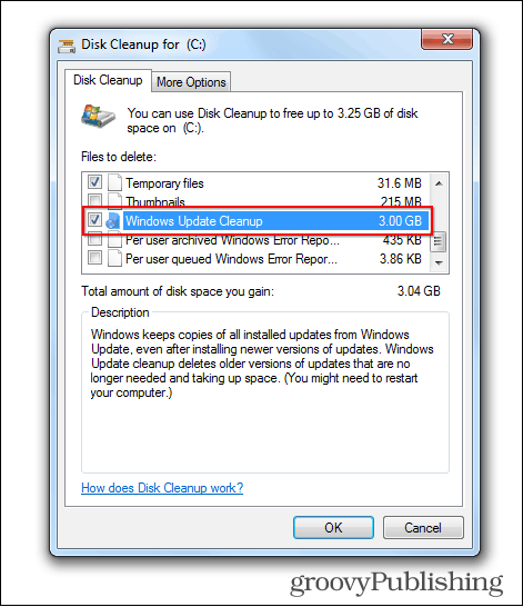 aktualizacja systemu Windows 7 usuń stare pliki zajęte miejsce na dysku