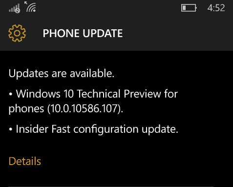 Windows 10 Mobile aktualizuje nowy pierścień poufnych informacji