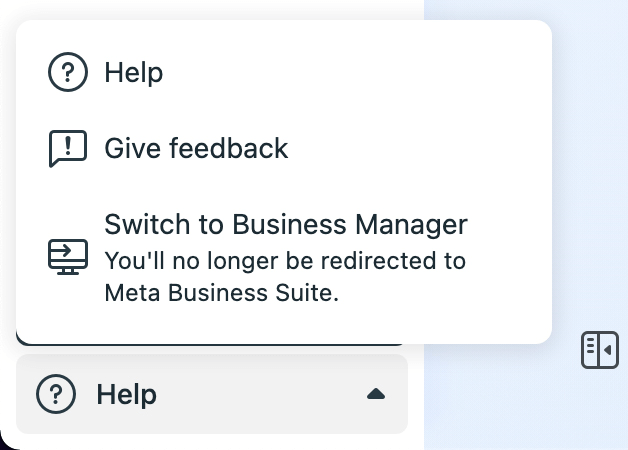obraz opcji Przełącz na Business Managera w Meta Business Suite
