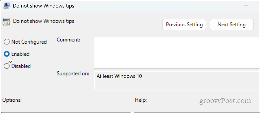 Wyłącz powiadomienia dotyczące porad i sugestii systemu Windows 11