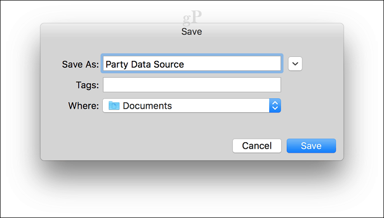 Microsoft Word dla korespondencji seryjnej Mac - źródło danych Dave