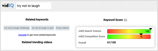 Kliknij tag konkurenta w VidIQ, aby zobaczyć liczbę wyszukiwań i konkurencję dla tego tagu.