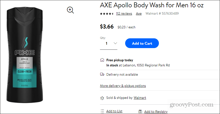 Axe Apollo cena w Walmart