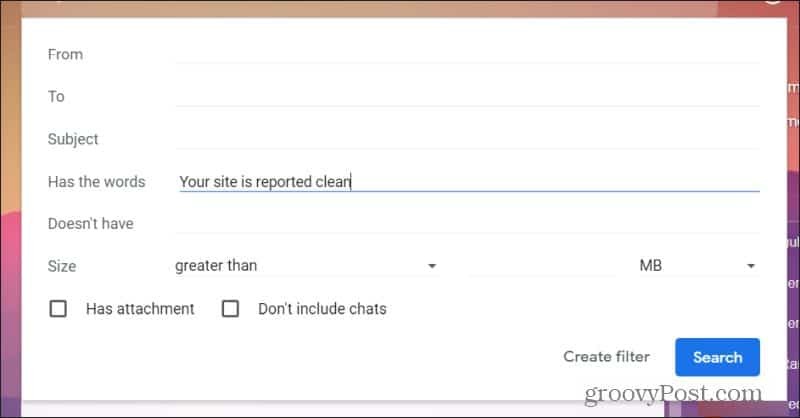 ustawianie wejść filtra Gmaila