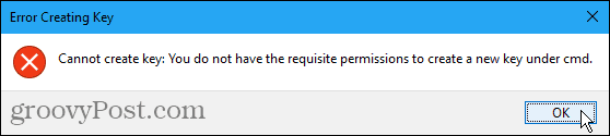 Nie można utworzyć błędu klucza w rejestrze systemu Windows