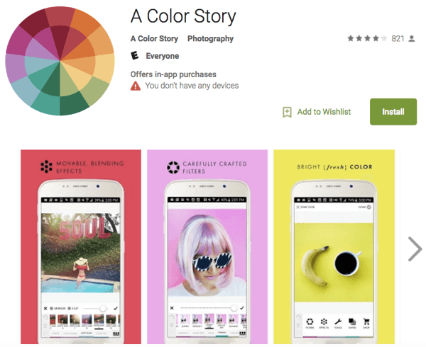 aplikacja do tworzenia historii kolorów