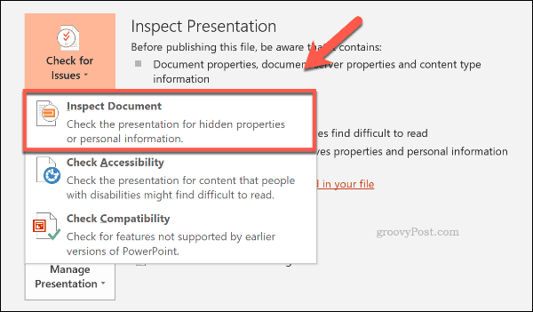 Sprawdź przycisk Dokument w programie PowerPoint