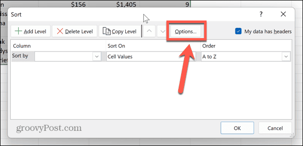opcje sortowania w Excelu
