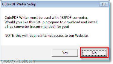 unikaj instalacji PS2PDF w Windows 7