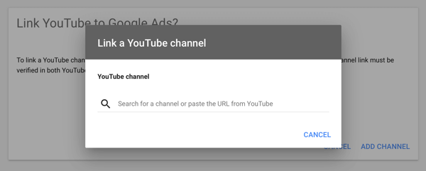 Jak skonfigurować kampanię reklamową w YouTube, krok 2, skonfigurować reklamy w YouTube, połączyć kanał YouTube