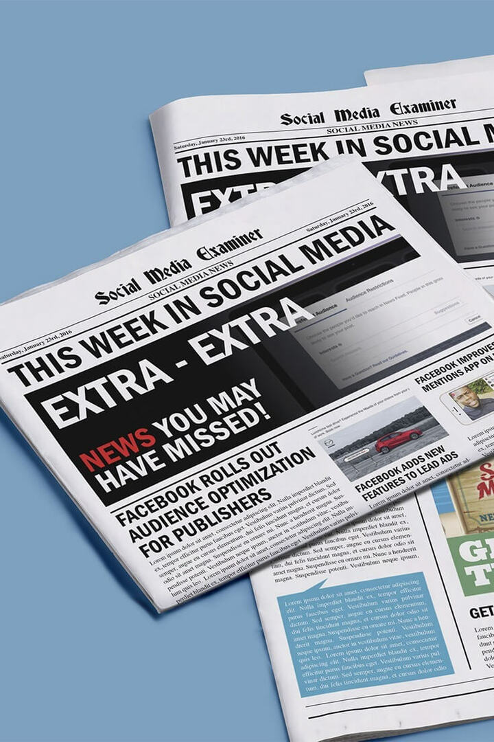 Optymalizacja odbiorców Facebooka dla wydawców: ten tydzień w mediach społecznościowych: Social Media Examiner