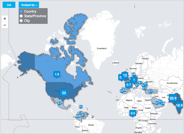 Analiza Tweetsmap według kraju