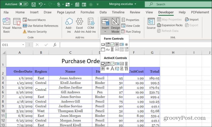 wstawienie przycisku w programie Excel