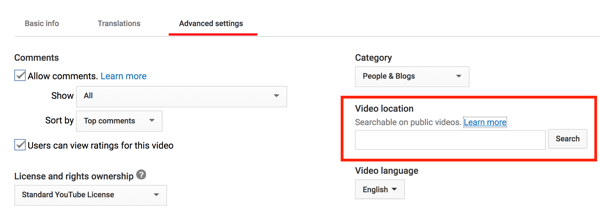 Dodaj lokalizację do swojego filmu w YouTube, aby umożliwić wyszukiwanie geograficzne.