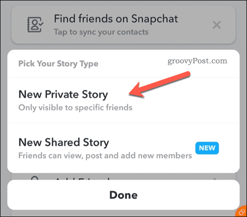 Utwórz nową prywatną historię Snapchata