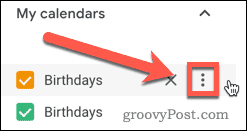 Ikona menu z trzema kropkami w Kalendarzu Google