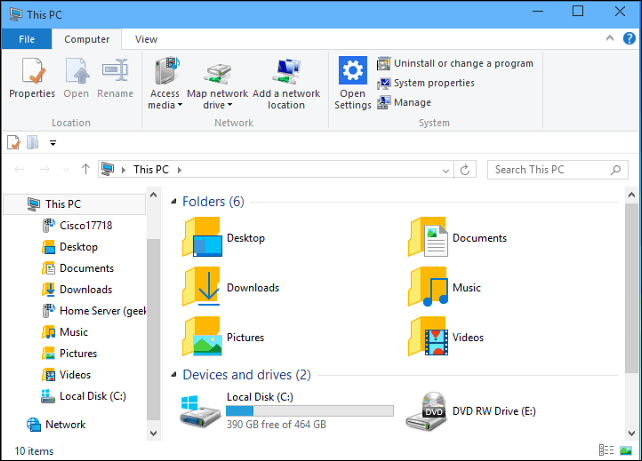Niech Eksplorator plików systemu Windows 10 będzie zawsze otwarty na tym komputerze