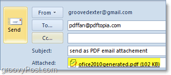 wysyłanie automatycznie przekonwertowanego i załączonego pliku pdf w programie Outlook 2010