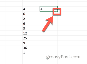 uchwyt przeciągania programu Excel