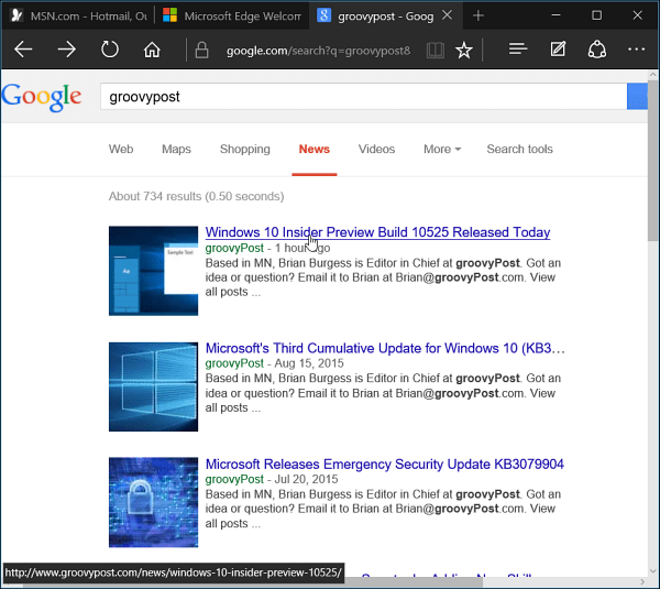 Przeglądarka krawędzi Windows 10