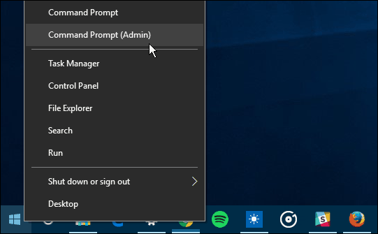 Windows Power Menu użytkownika 10