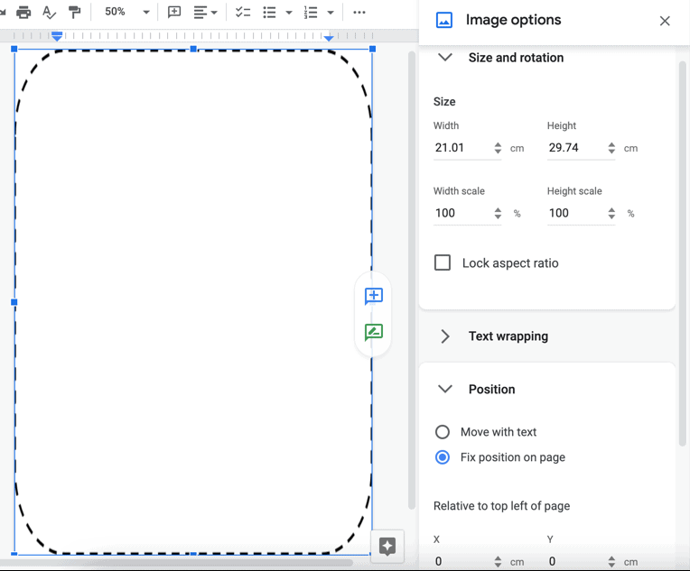Zmiana rozmiaru obrazu tła w Dokumentach Google