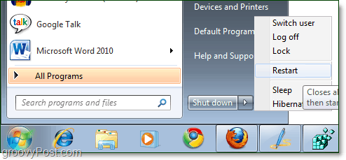 uruchom ponownie komputer z systemem Windows 7