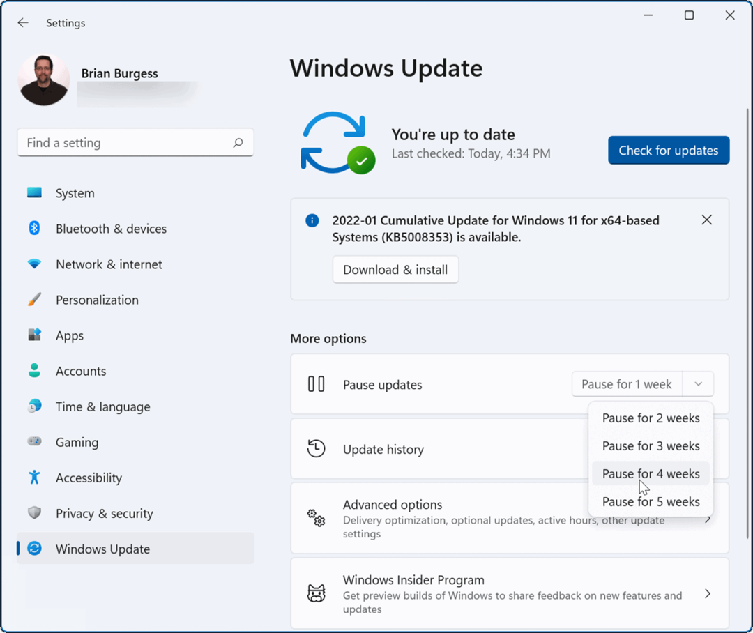 wstrzymaj aktualizacje w systemie Windows 11