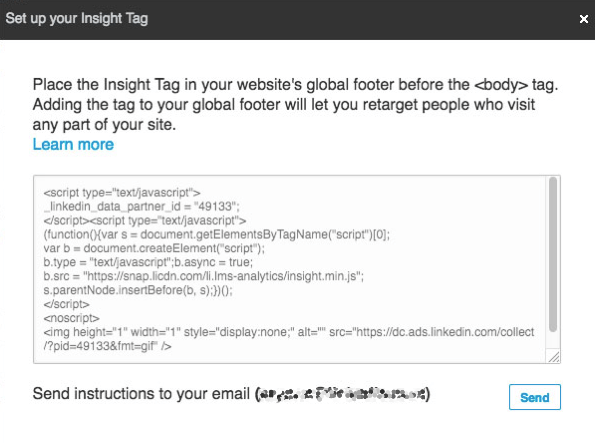 Zainstaluj tag LinkedIn Insight w swojej witrynie internetowej.