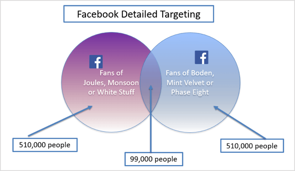 Grafika przedstawiająca szczegółowy przykład kierowania na Facebooku