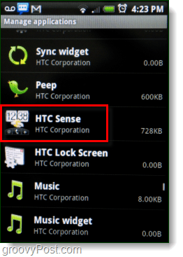 otwórz ustawienia wykrywania HTC