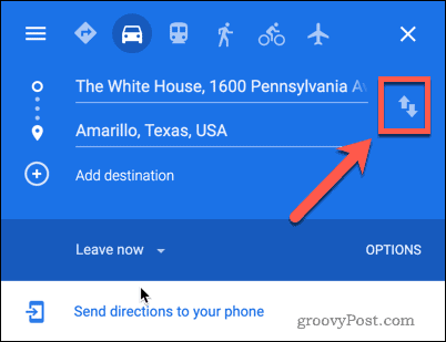 Przycisk zmiany lokalizacji w Mapach Google