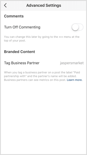 Płatny tag partnerski na Instagramie