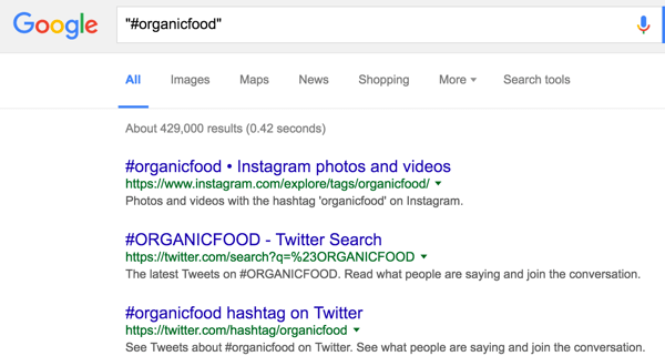 Użyj wyszukiwarki Google, aby znaleźć hashtagi.