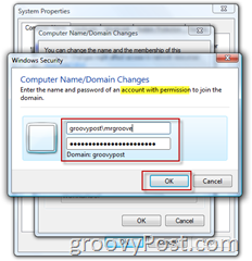 Windows 7 lub Vista Dołącz do domeny AD usługi Active Directory