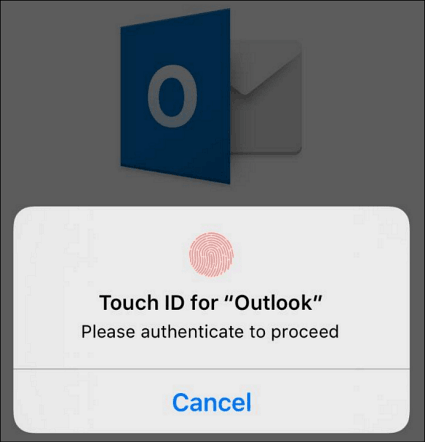 Dotknij ID Outlook iPhone