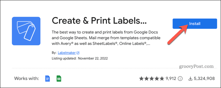 Zainstaluj dodatek do etykiet w Dokumentach Google
