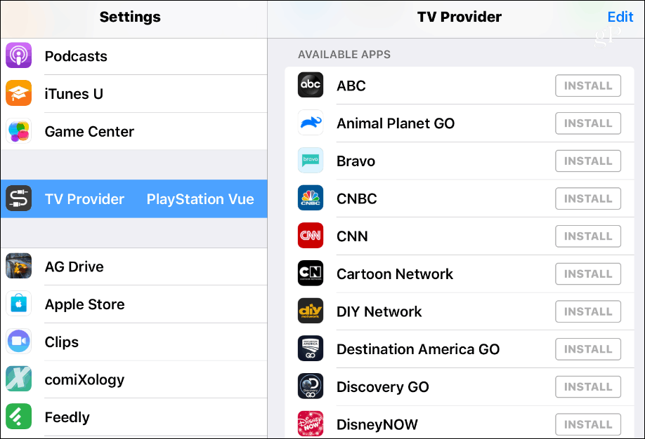 Dostawcy telewizji iOS Dostępne aplikacje