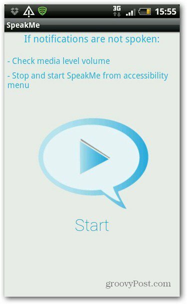 SpeakMe dla Androida Start