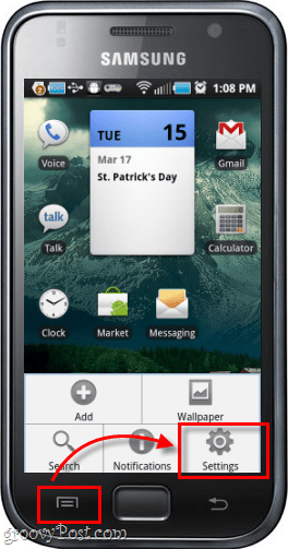Telefon menu ekran zewnętrzny przycisk ustawienia Samsung Galaxy