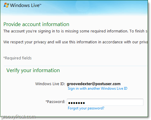 zmień hasło domeny Windows Live