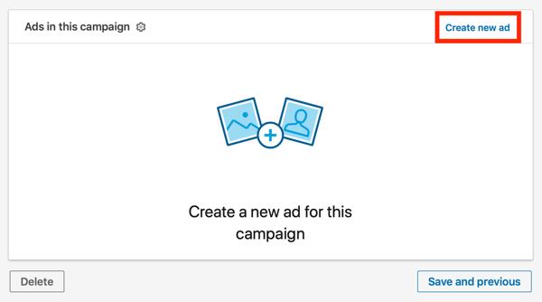 Jak stworzyć reklamę tekstową na LinkedIn, krok 11, utwórz nową reklamę