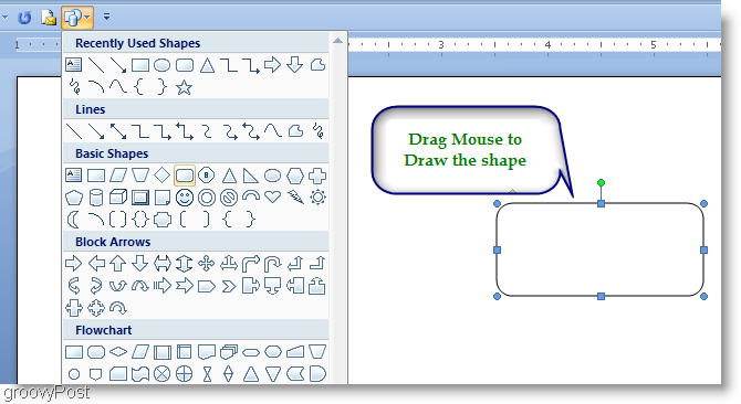 Microsoft Word 2007 Narysuj kształt, przeciągając myszą