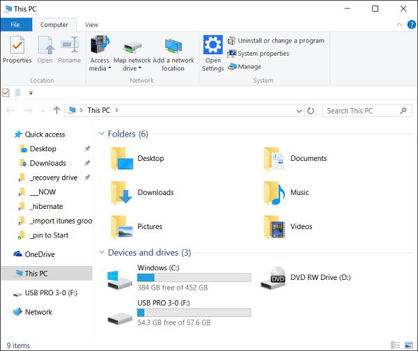 Otwórz Eksploratora plików systemu Windows 10 na ten komputer zamiast szybkiego dostępu
