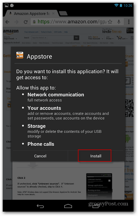 Rozpocznij instalację Amazon App Store
