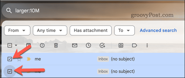 Wybierz e-maile Gmaila w wynikach wyszukiwania