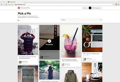 Pinterest umożliwia wybranie obrazu i słów kluczowych dla kampanii Promowanych Pinów. 