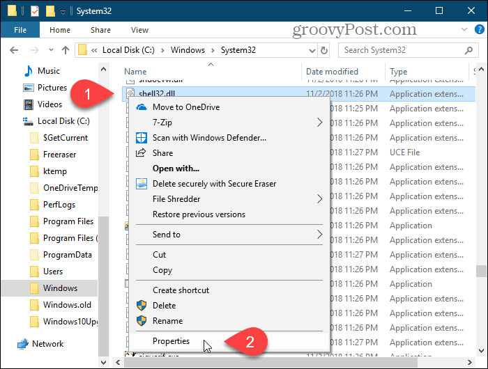 Wybierz Właściwości folderu w systemie Windows